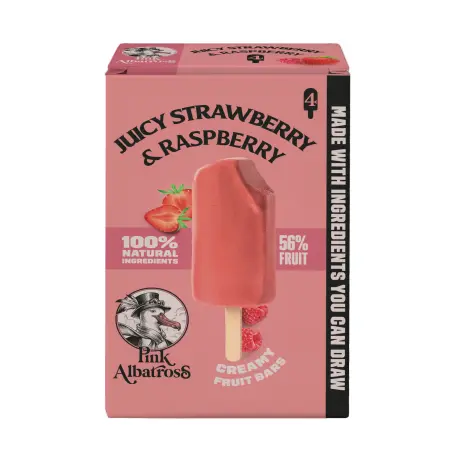 Helados CREMOSO FRESA Y FRAMBUESA 4 Unidades de 52G - Pink Albatross
